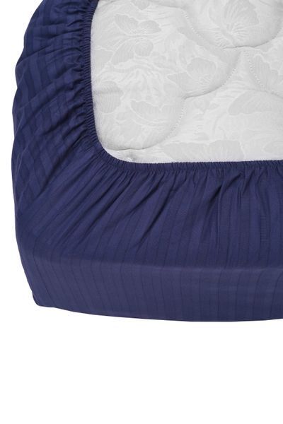 Простынь на резинке Good-Dream страйп-сатин Dark Blue 200х200 (GDSSDBSHEETF200200) GDSSDBSHEETF200200 фото